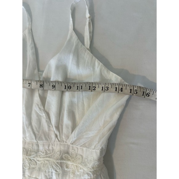 White Dress 100% Cotton Boho Cottagecore Semi Sheer Embroidered Free Size Festiv - Picture 6 of 8